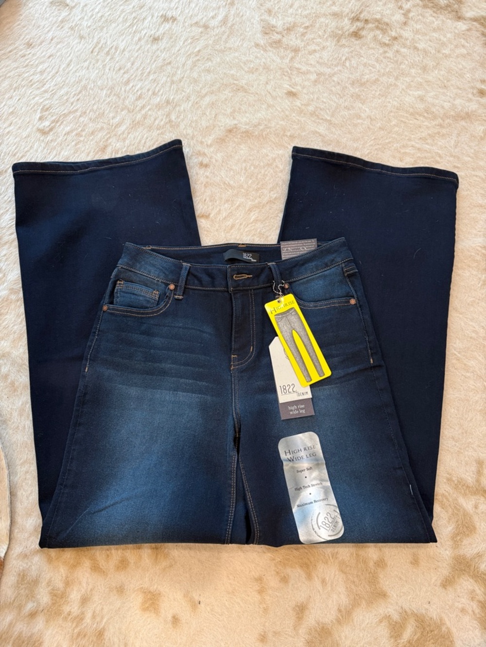 1822 Denim High-Rise Wide Leg Jeans - Dark Blue